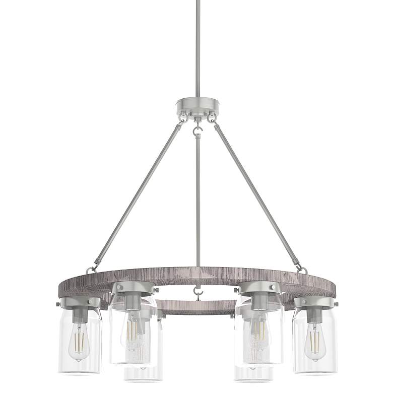 Image 1 Hunter Devon Park Brushed Nickel with Clear Glass 6 Light Chandelier