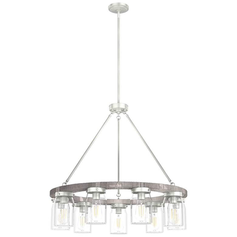 Image 1 Hunter Devon Park Brushed Nickel with Clear Glass 9 Light Chandelier