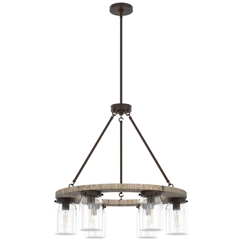 Image 1 Hunter Devon Park Onyx Bengal with Clear Glass 6 Light Chandelier