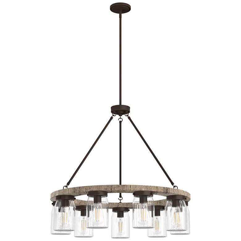 Image 1 Hunter Devon Park Onyx Bengal with Clear Glass 9 Light Chandelier