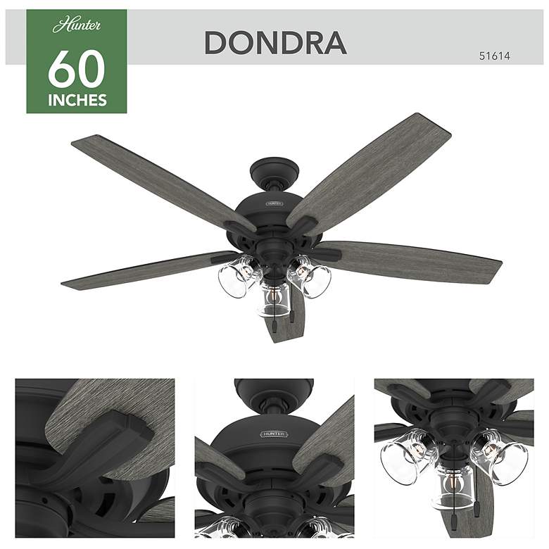 Image 4 Hunter Dondra LED 60 in Matte Black ENERGY STAR Indoor Fan more views