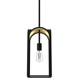 Image1 of Hunter Dukestown Natural Iron and Gold Leaf 1 Light Pendant
