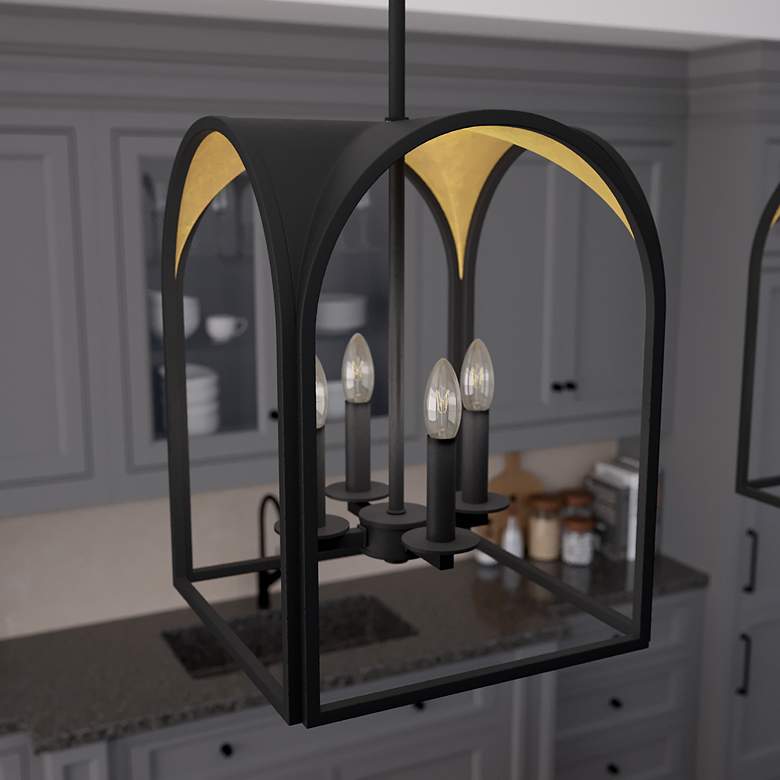 Image 1 Hunter Dukestown Natural Iron and Gold Leaf 4 Light Pendant