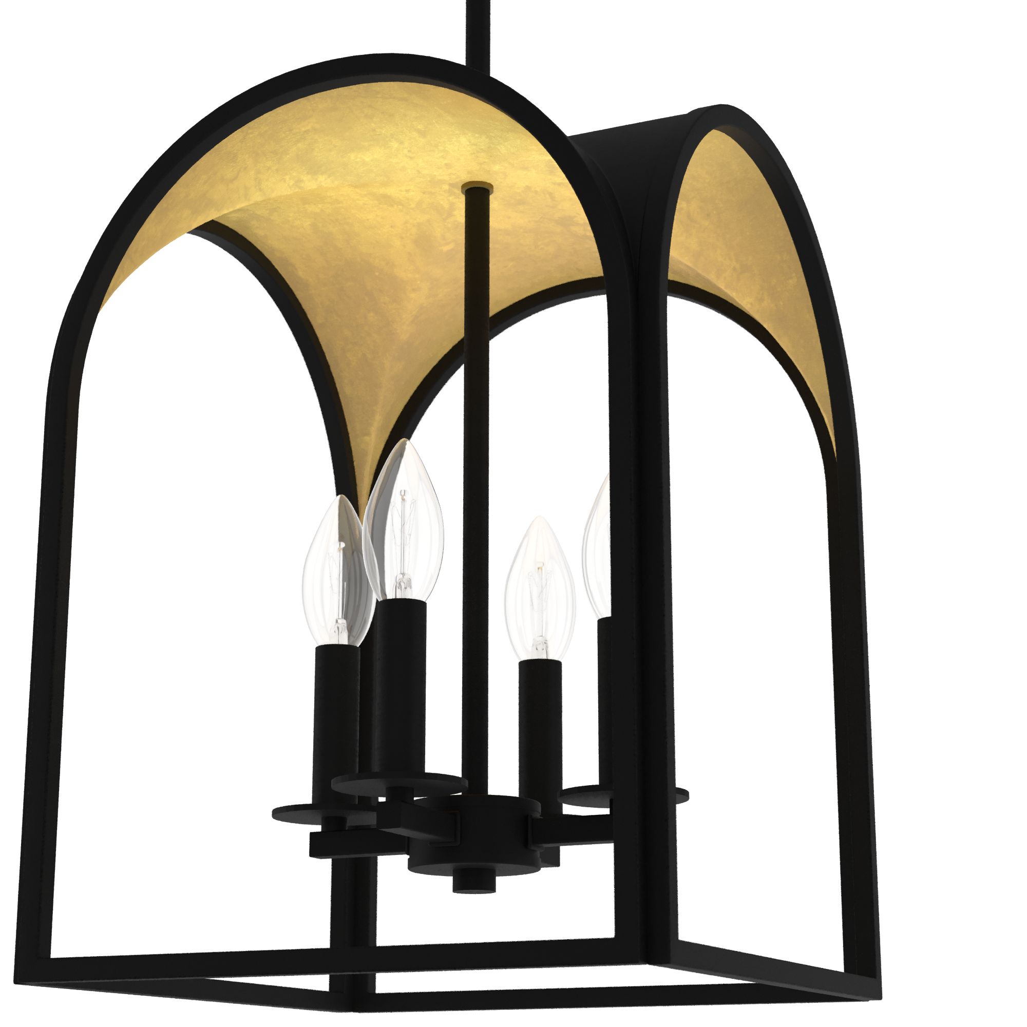 Hunter Dukestown Natural Iron and Gold Leaf 4 Light Pendant