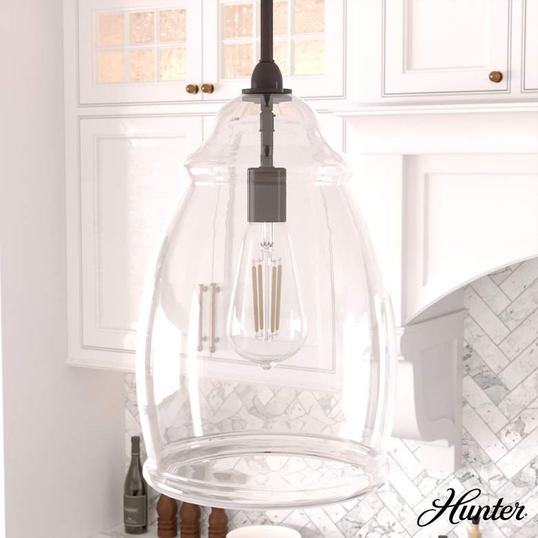 Image 1 Hunter Dunshire Noble Bronze with Clear Glass 1 Light Pendant