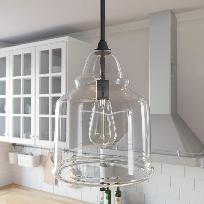Image 1 Hunter Dunshire Noble Bronze with Clear Glass 1 Light Pendant