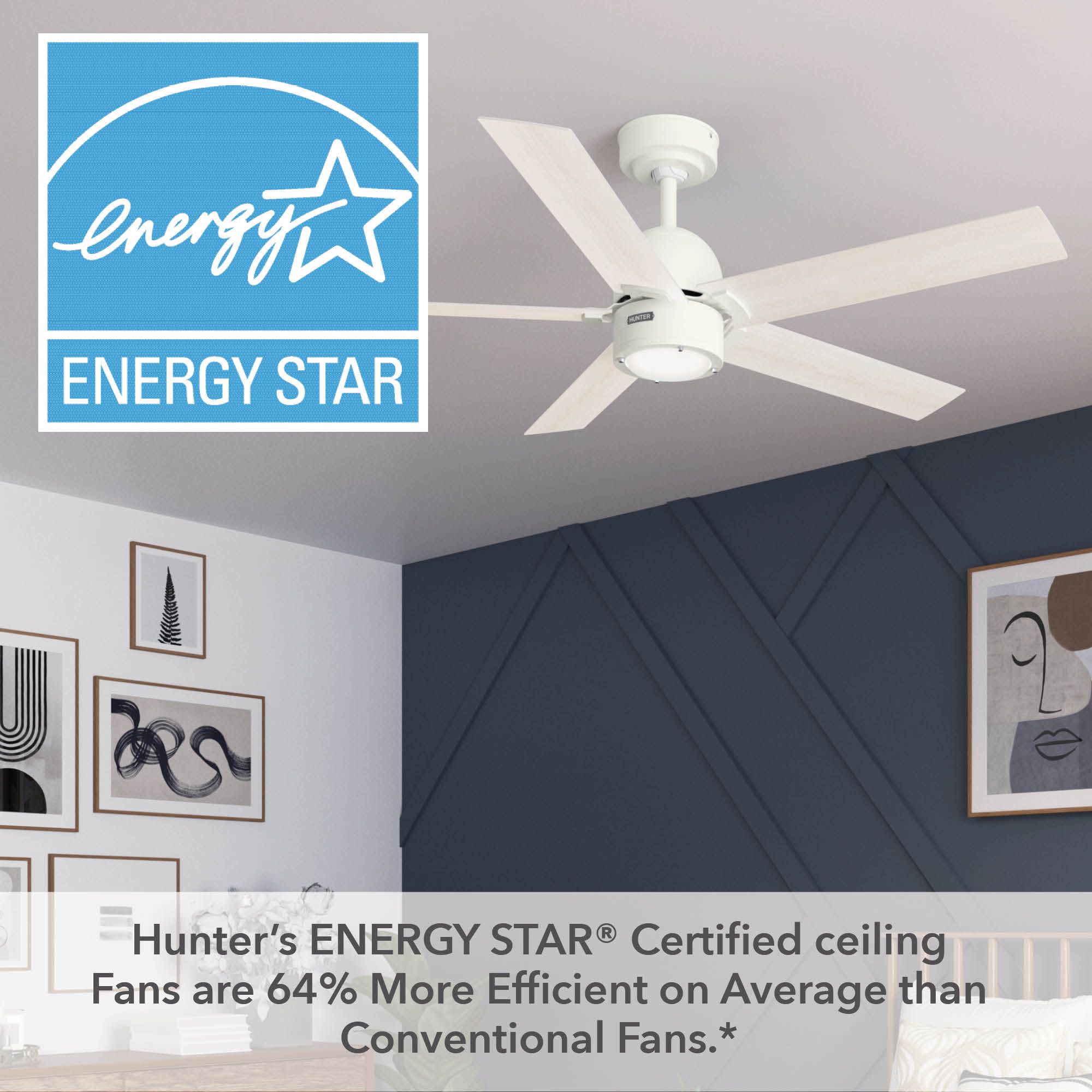 Hunter Erling LED 52 in Fresh White ENERGY STAR Indoor Fan