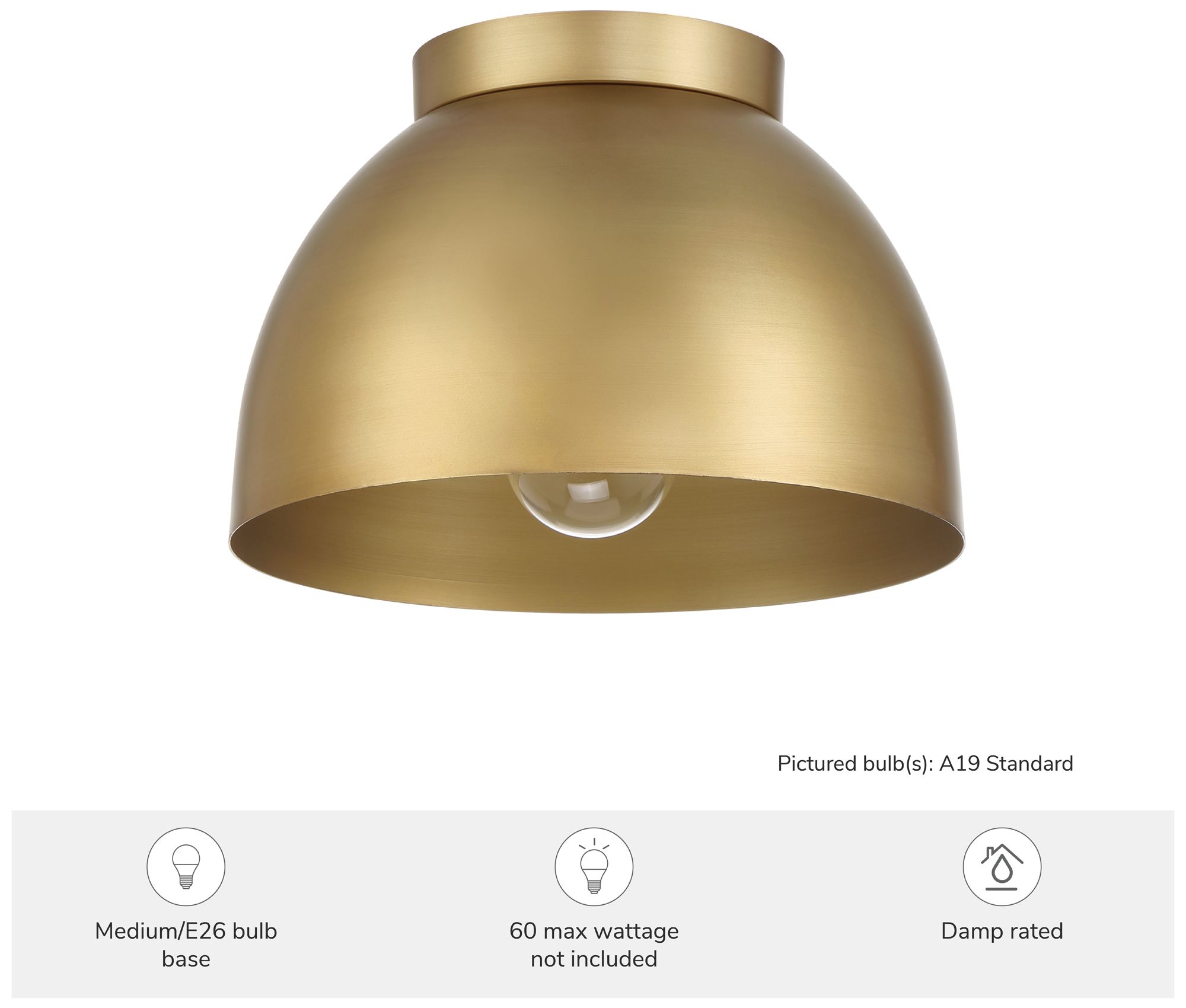 Image 5 Hunter Erling Luxe Gold 1 Light Medium Flush Mount Ceiling Light Fixture more views