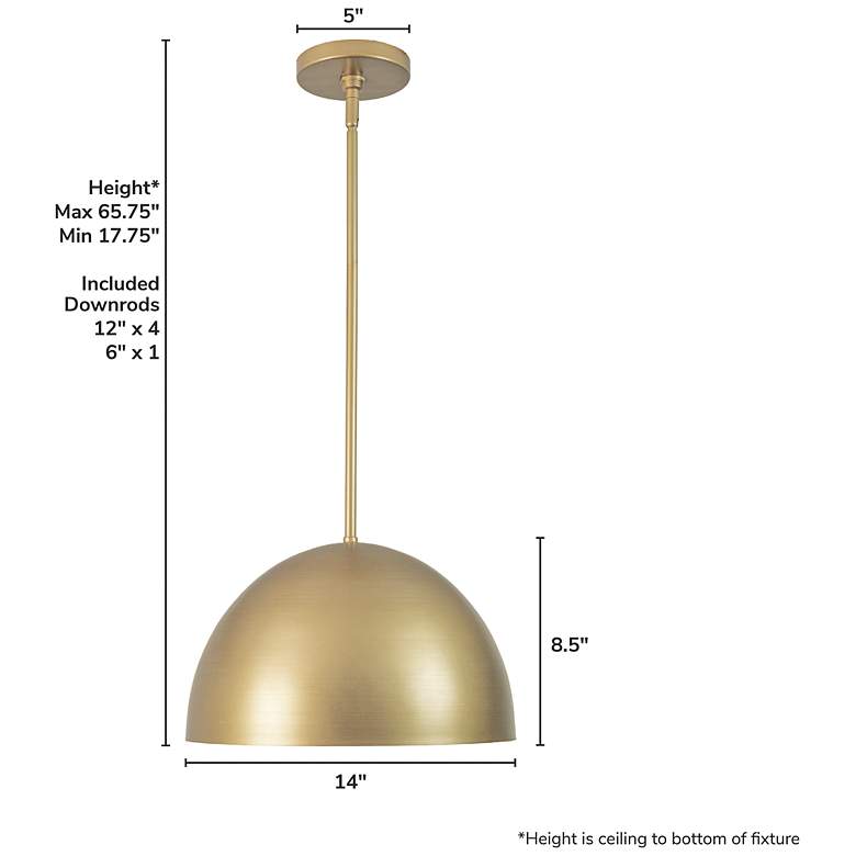 Image 4 Hunter Erling Luxe Gold 1 Light Medium Pendant Ceiling Light Fixture more views