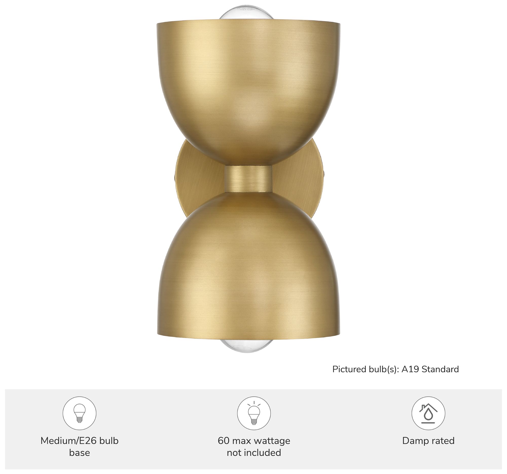 Image 5 Hunter Erling Luxe Gold 2 Light Medium Sconce Wall Light Fixture more views