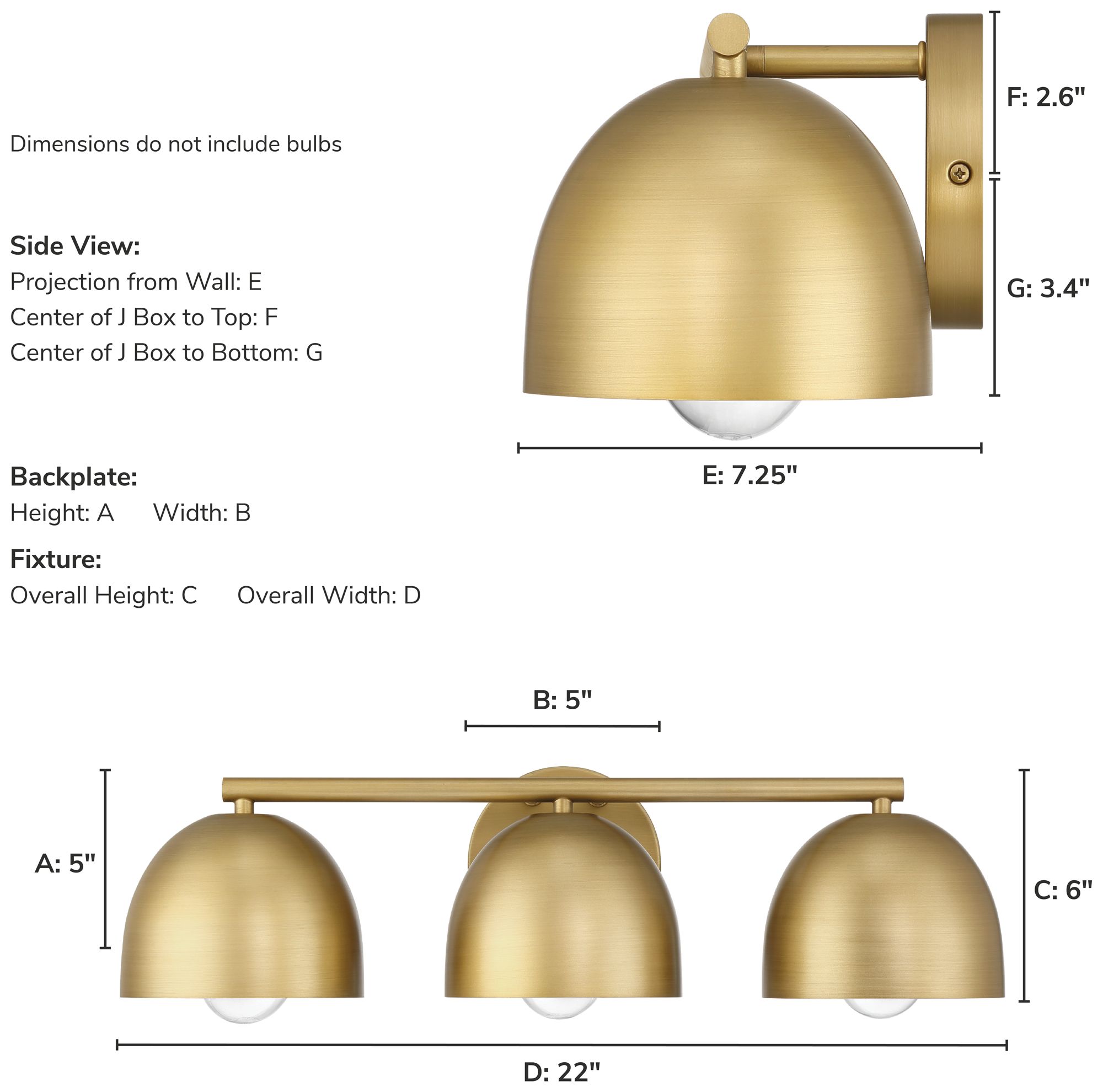 Image 6 Hunter Erling Luxe Gold 3 Light Medium Bathroom Vanity Wall Light Fixture more views