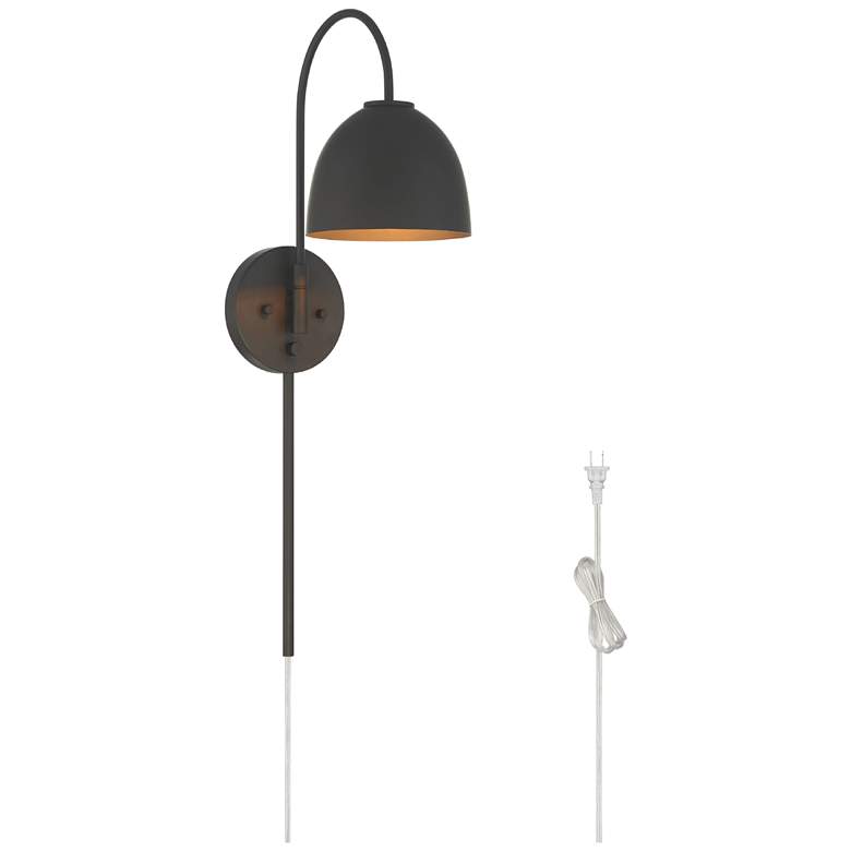 Image 2 Hunter Erling Matte Black 1 Light Large Sconce Wall Light Fixture