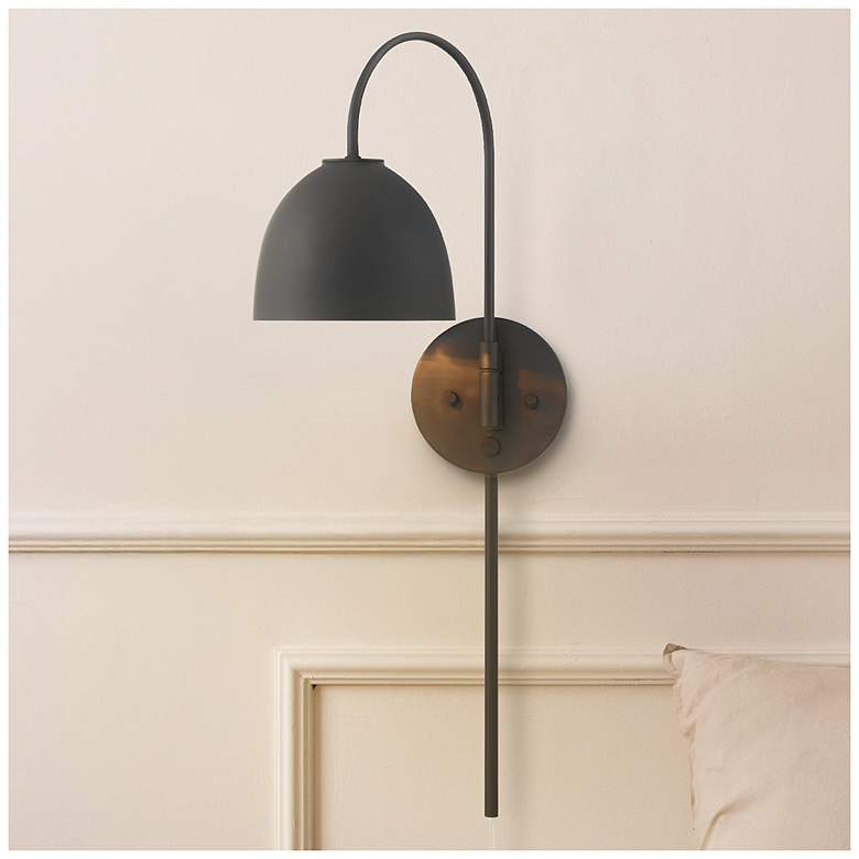 Image 1 Hunter Erling Matte Black 1 Light Large Sconce Wall Light Fixture
