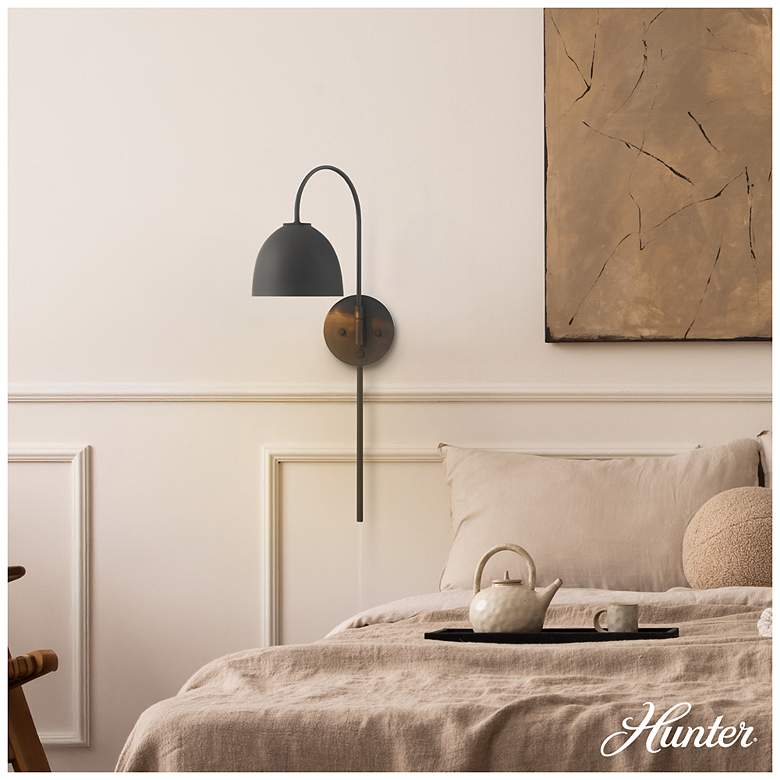 Image 3 Hunter Erling Matte Black 1 Light Large Sconce Wall Light Fixture more views
