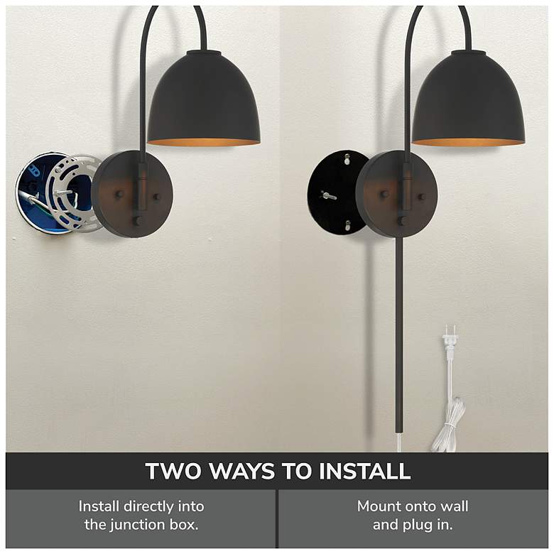 Image 4 Hunter Erling Matte Black 1 Light Large Sconce Wall Light Fixture more views