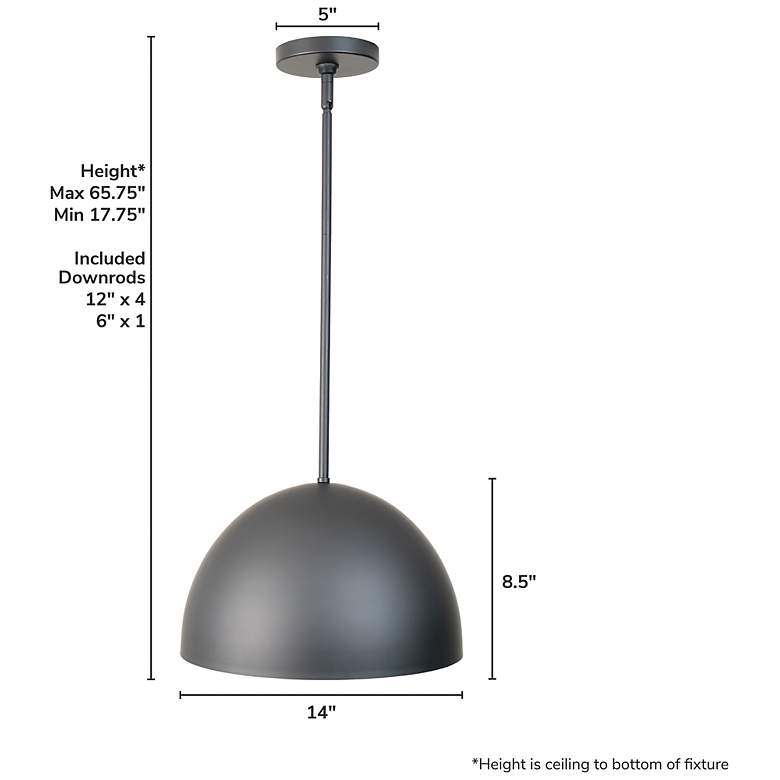 Image 4 Hunter Erling Matte Black 1 Light Medium Pendant Ceiling Light Fixture more views
