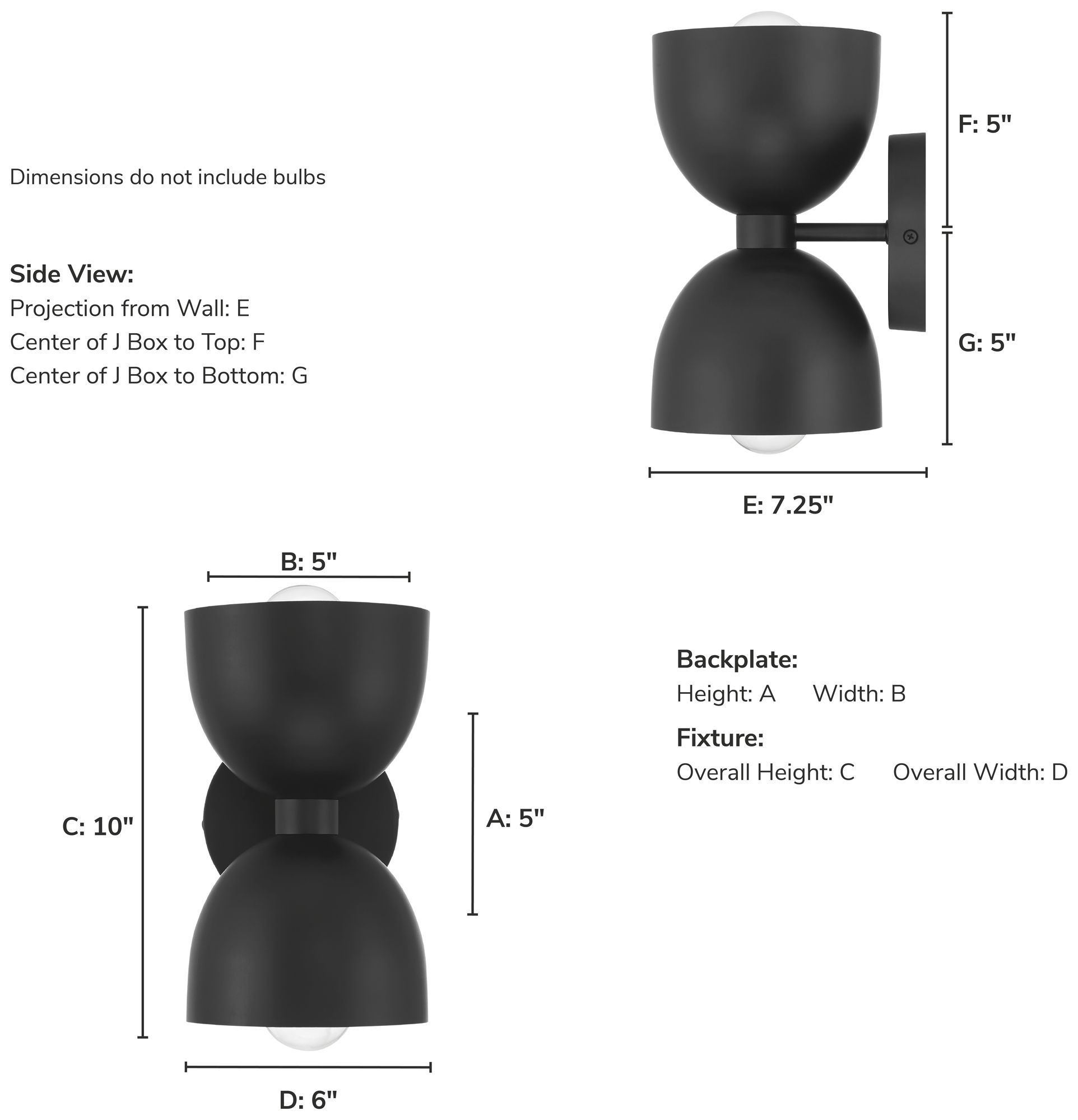 Image 6 Hunter Erling Matte Black 2 Light Medium Sconce Wall Light Fixture more views