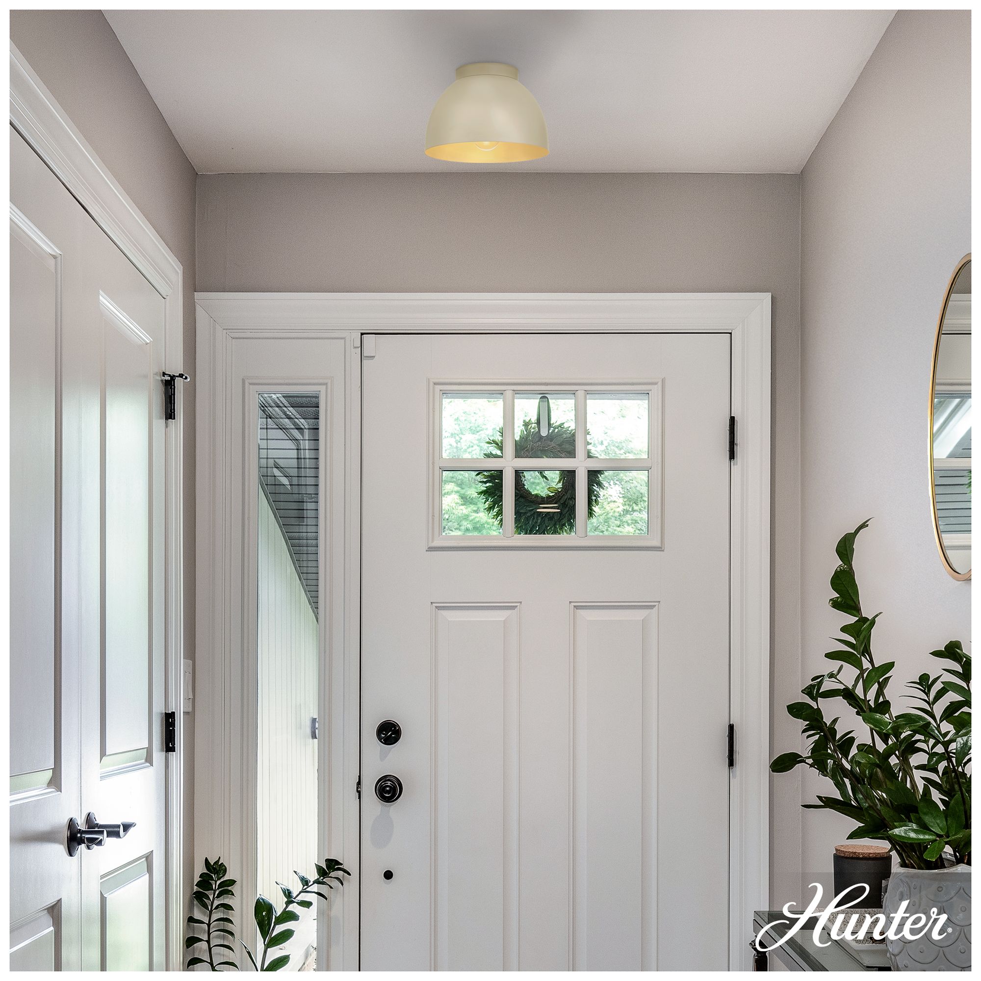 Image 3 Hunter Erling Sandstone 1 Light Medium Flush Mount Ceiling Light Fixture more views