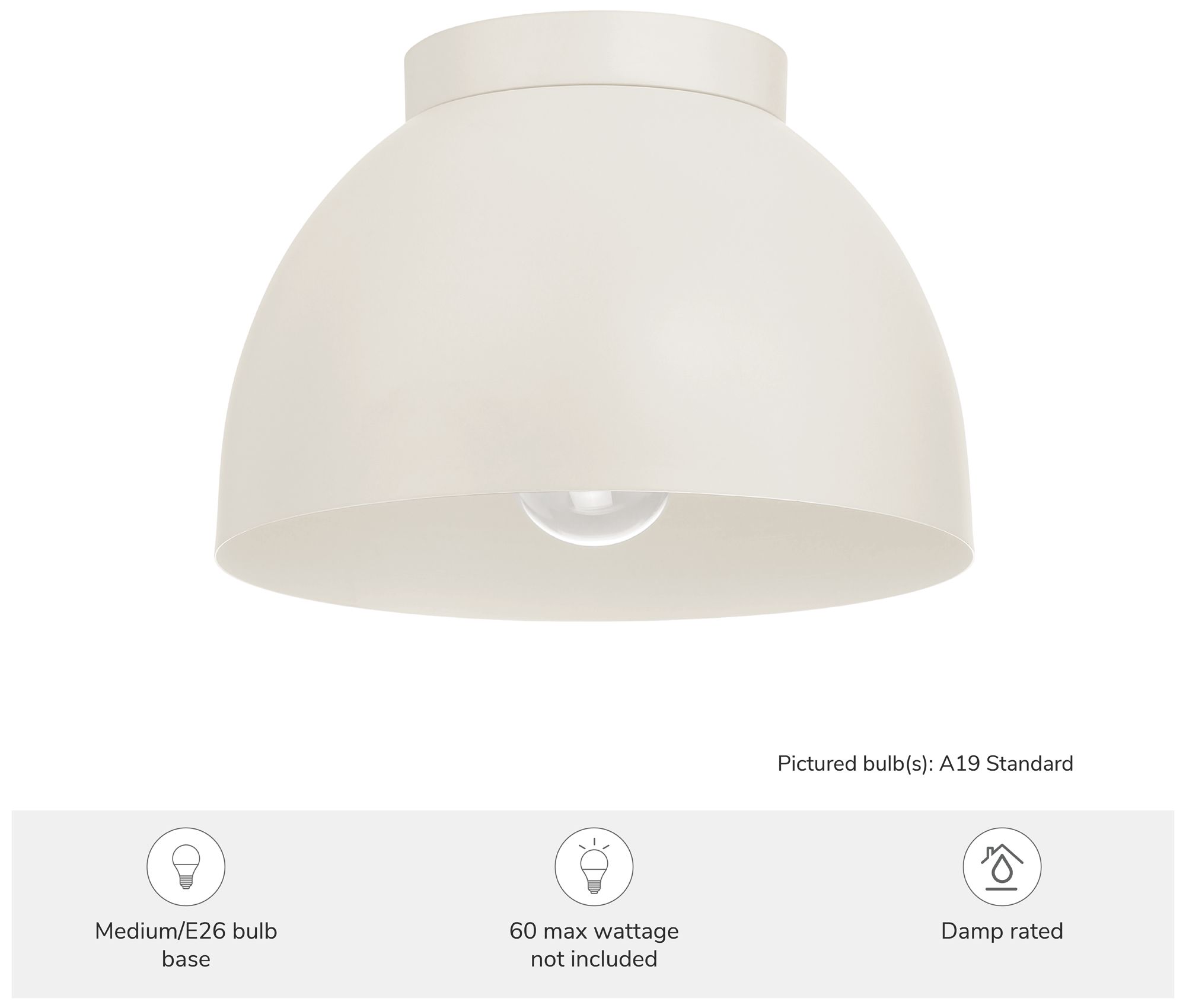 Image 5 Hunter Erling Sandstone 1 Light Medium Flush Mount Ceiling Light Fixture more views
