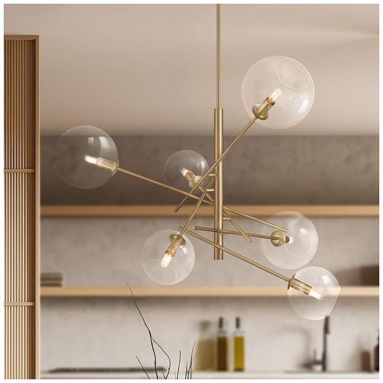 Image 1 Hunter Farling Alturas Gold with Clear Glass 6 Light Chandelier
