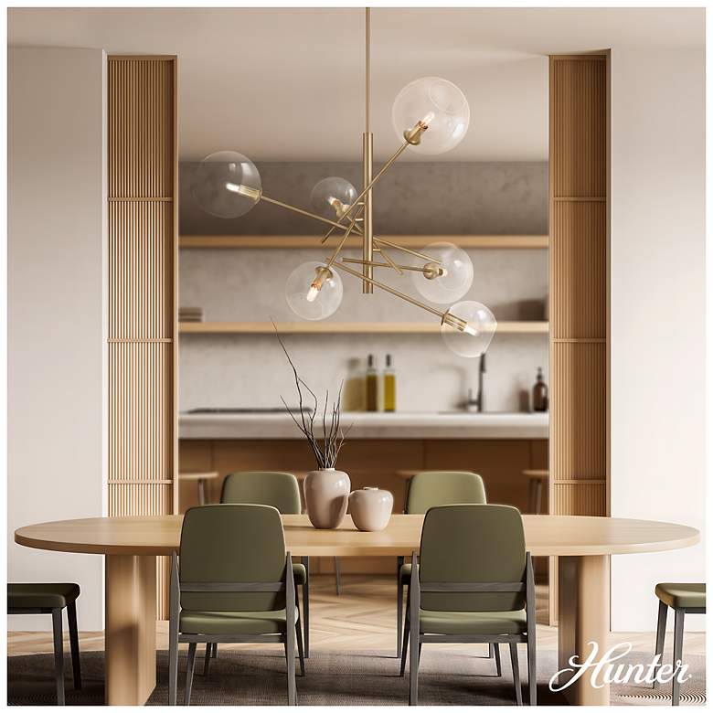 Image 3 Hunter Farling Alturas Gold with Clear Glass 6 Light Chandelier more views
