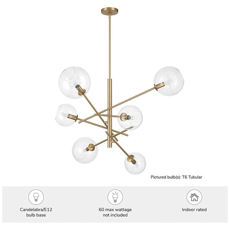 Image 5 Hunter Farling Alturas Gold with Clear Glass 6 Light Chandelier more views