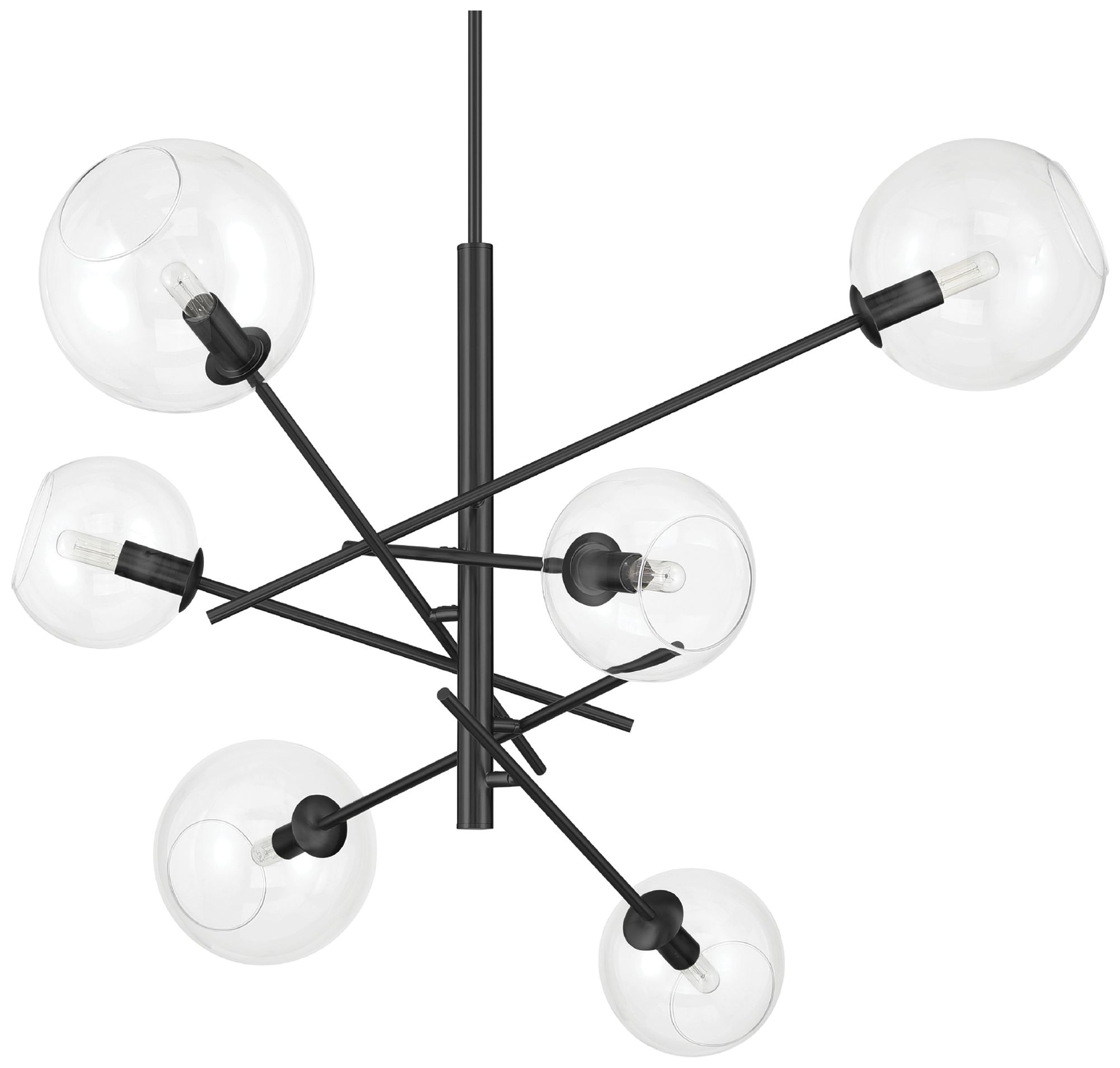 Image 2 Hunter Farling Matte Black with Clear Glass 6 Light Chandelier