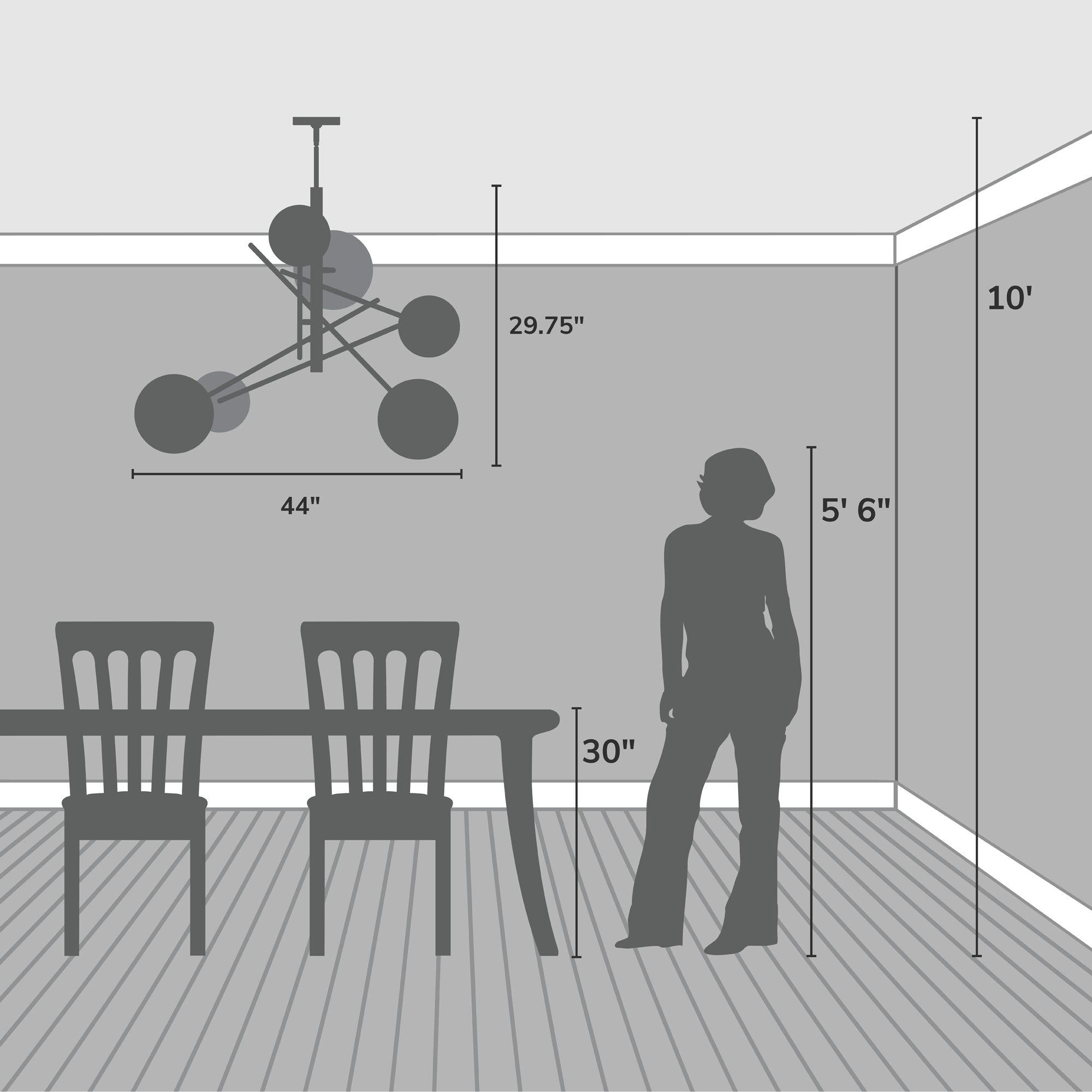 Image 6 Hunter Farling Matte Black with Clear Glass 6 Light Chandelier more views