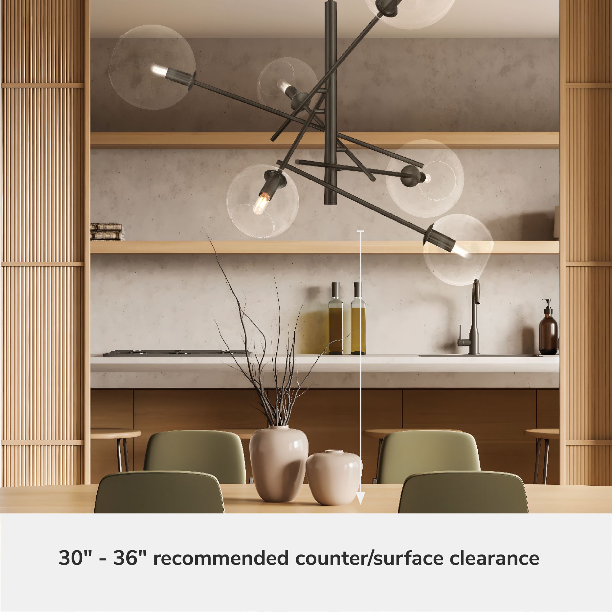 Image 7 Hunter Farling Matte Black with Clear Glass 6 Light Chandelier more views