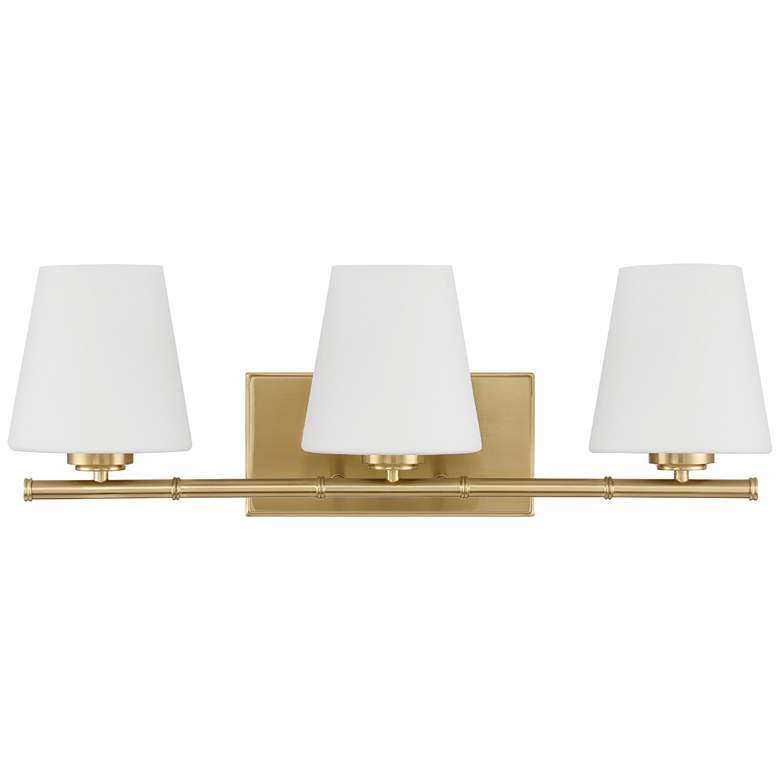 Image 2 Hunter Fauna Grove Alturas Gold with Cased White Glass 3 Light Vanity