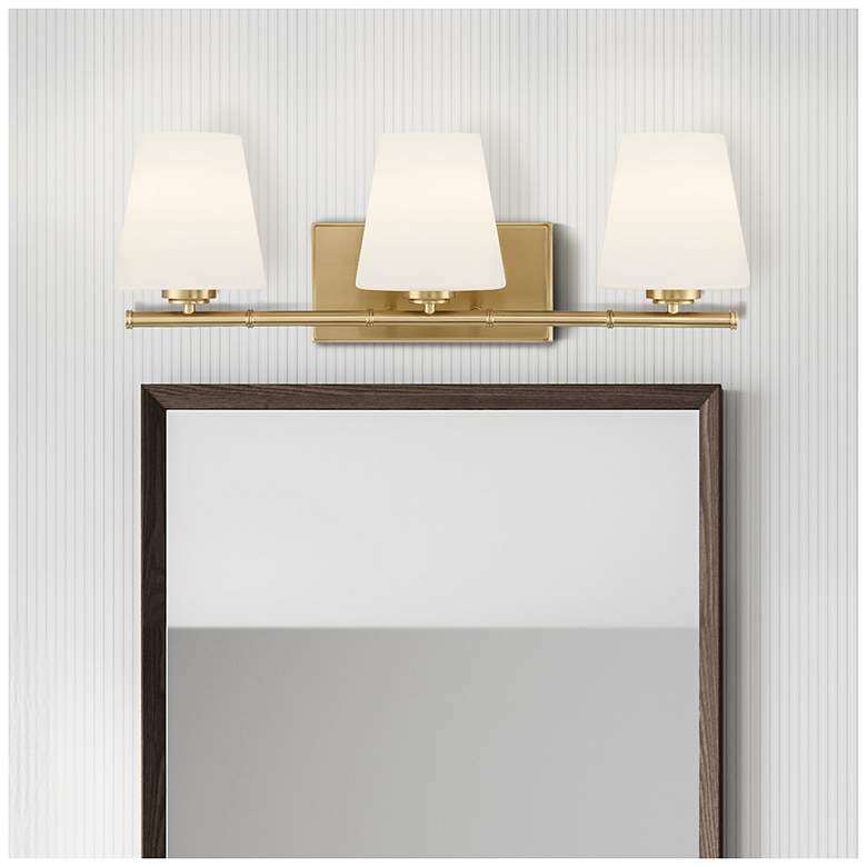Image 1 Hunter Fauna Grove Alturas Gold with Cased White Glass 3 Light Vanity