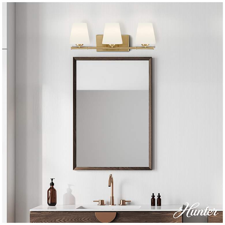 Image 3 Hunter Fauna Grove Alturas Gold with Cased White Glass 3 Light Vanity more views