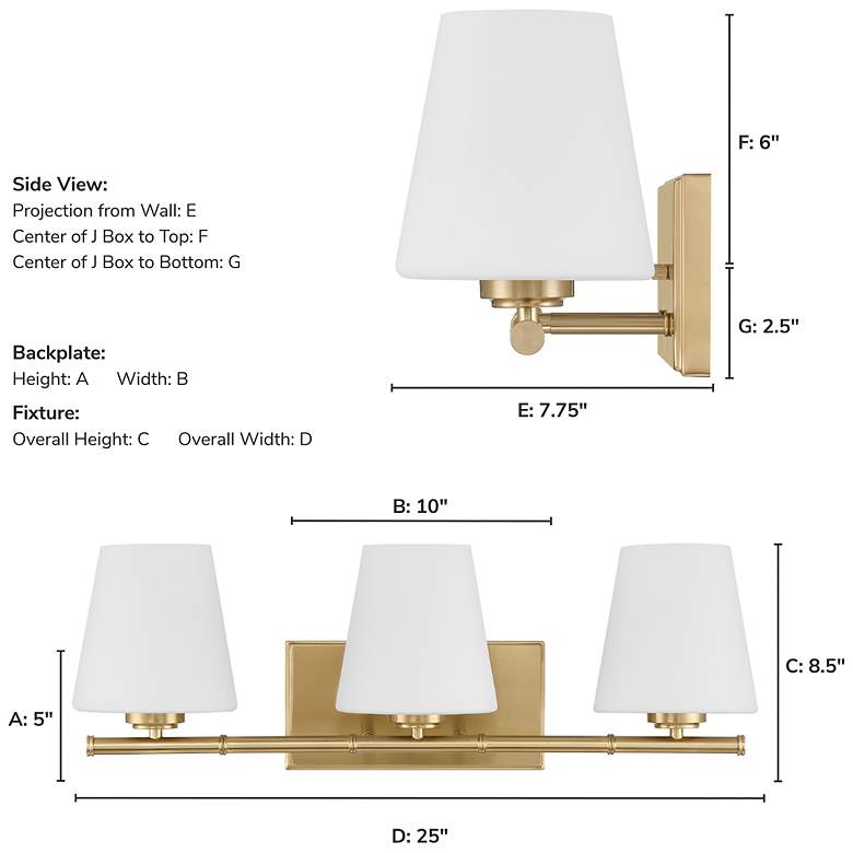Image 4 Hunter Fauna Grove Alturas Gold with Cased White Glass 3 Light Vanity more views