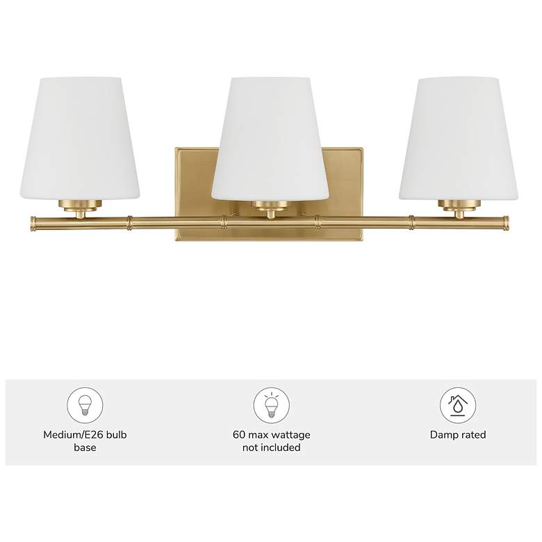 Image 5 Hunter Fauna Grove Alturas Gold with Cased White Glass 3 Light Vanity more views