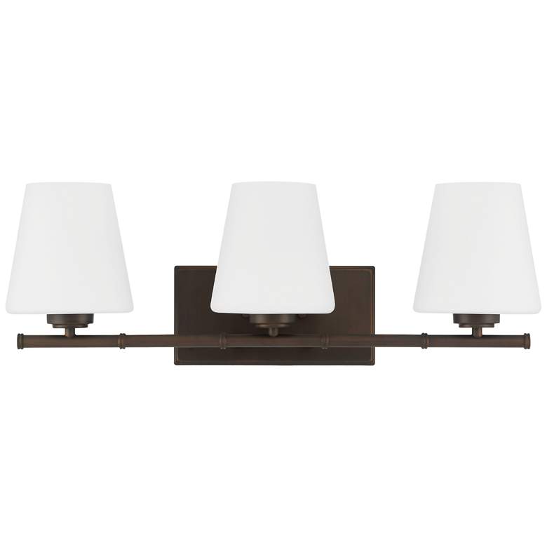 Image 2 Hunter Fauna Grove Matte Bronze with Cased White Glass 3 Light Vanity