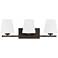 Hunter Fauna Grove Matte Bronze with Cased White Glass 3 Light Vanity