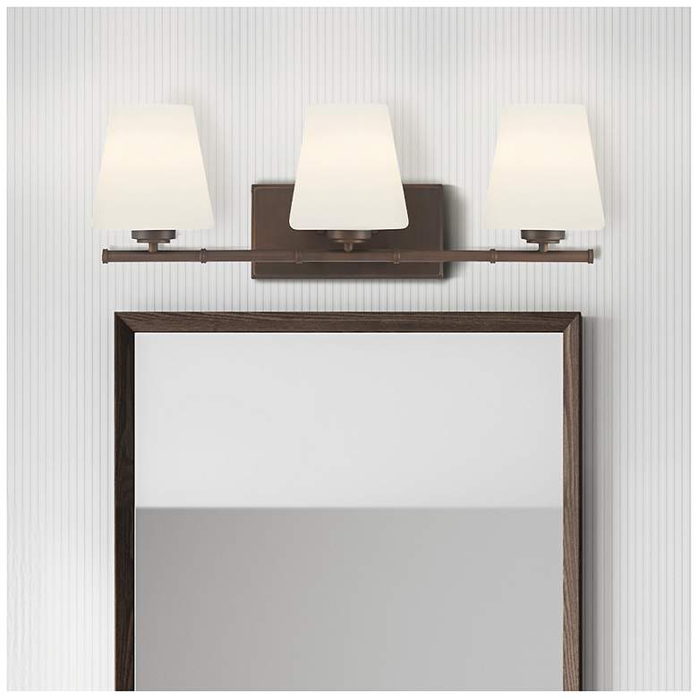 Image 1 Hunter Fauna Grove Matte Bronze with Cased White Glass 3 Light Vanity