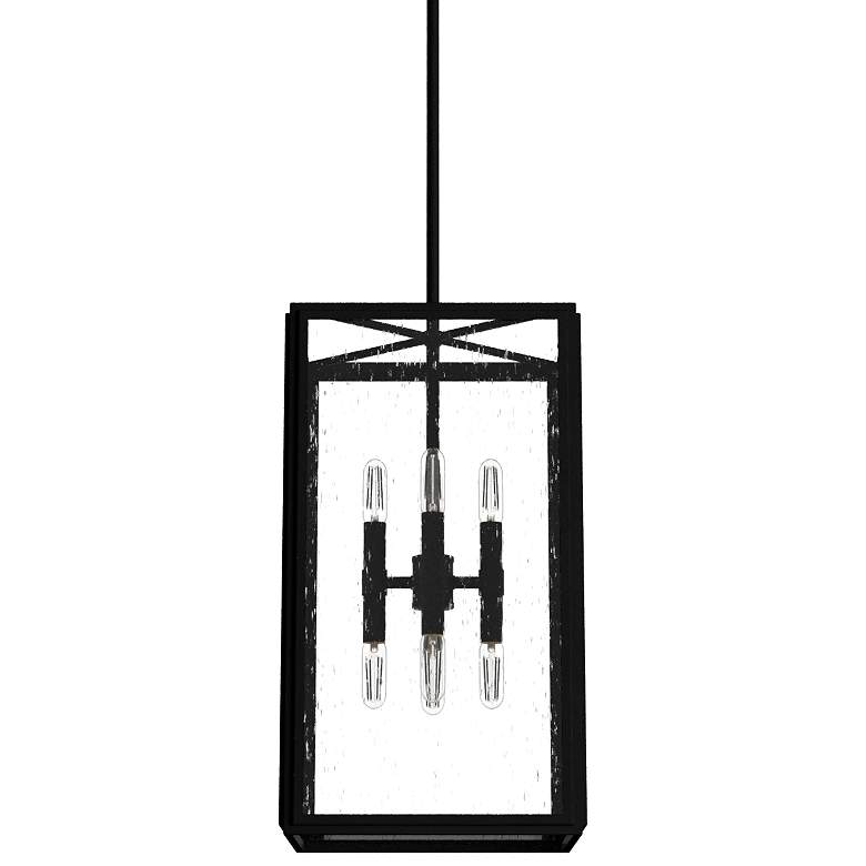 Image 1 Hunter Felippe Natural Iron with Seeded Glass 8 Light Pendant