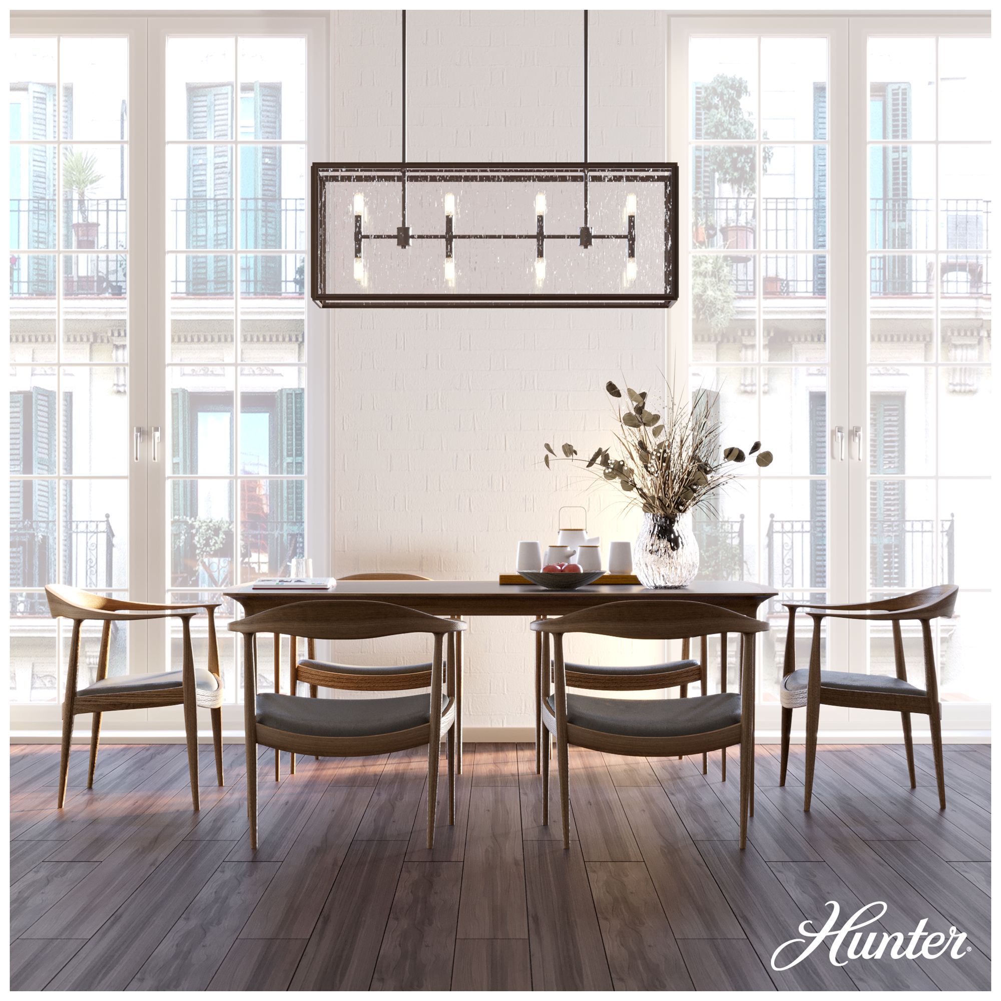 Image 6 Hunter Felippe Onyx Bengal with Seeded Glass 8 Light Chandelier more views