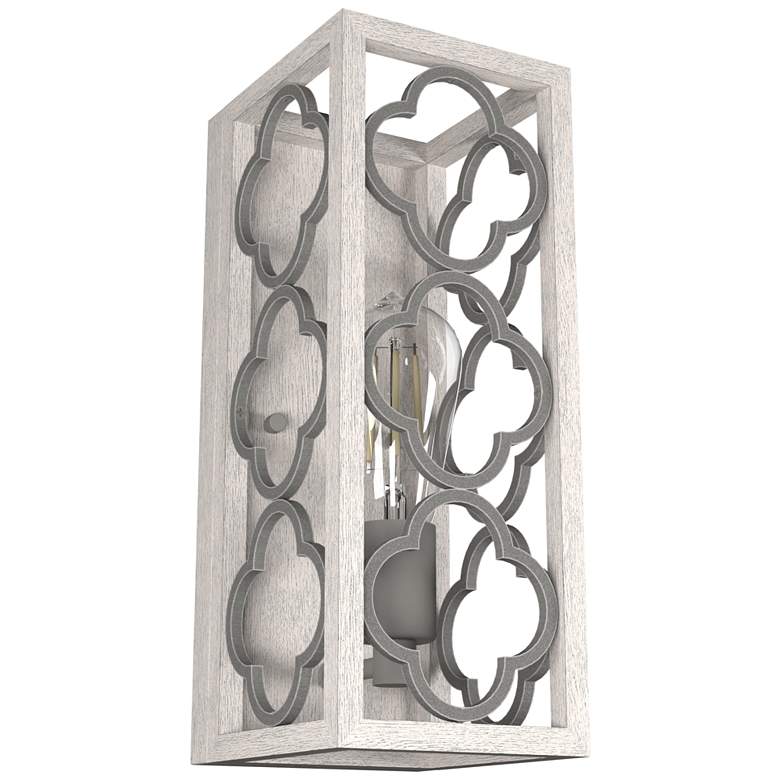 Image 1 Hunter Gablecrest Distressed White and Painted Concrete 1 Light Sconce