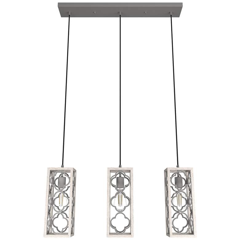 Image 1 Hunter Gablecrest Distressed White and Painted Concrete 3 Light Cluster