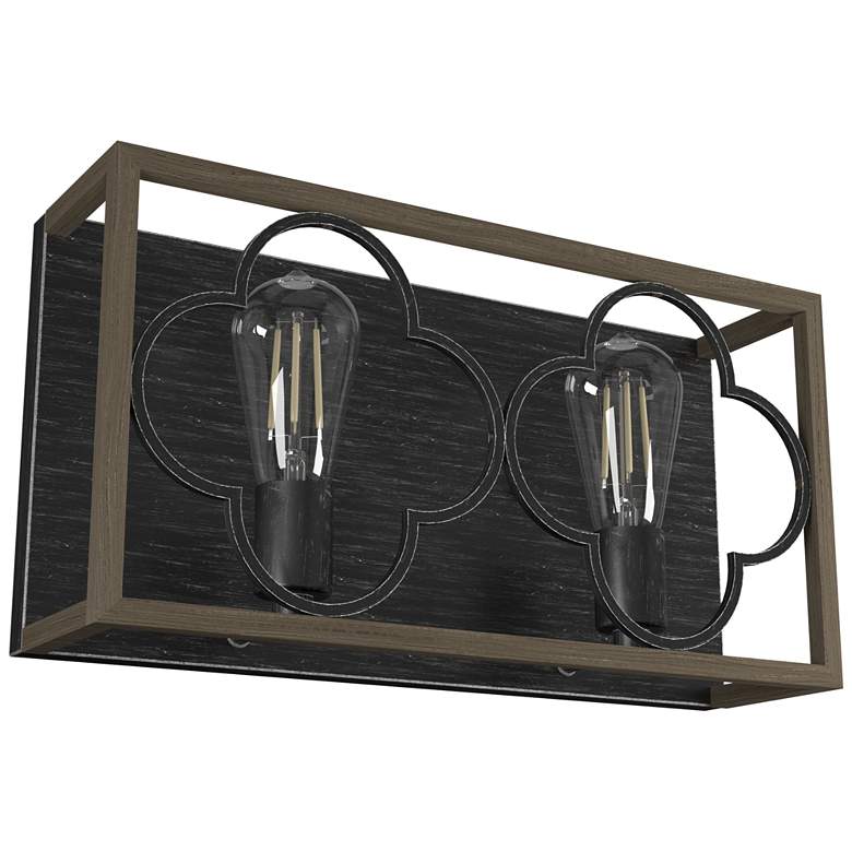 Image 1 Hunter Gablecrest French Oak and Rustic Iron 2 Light Vanity