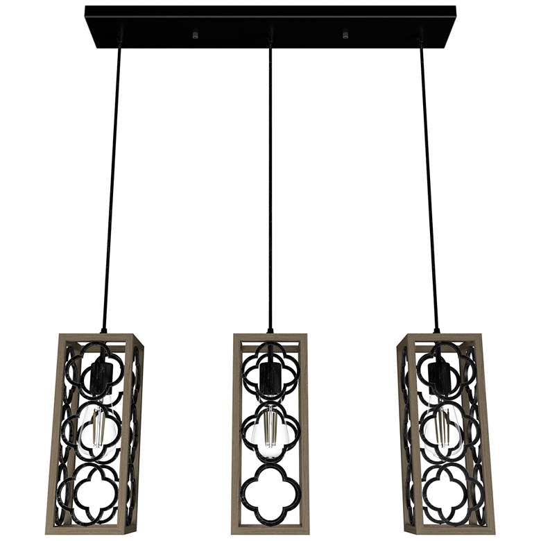 Image 1 Hunter Gablecrest French Oak and Rustic Iron 3 Light Cluster