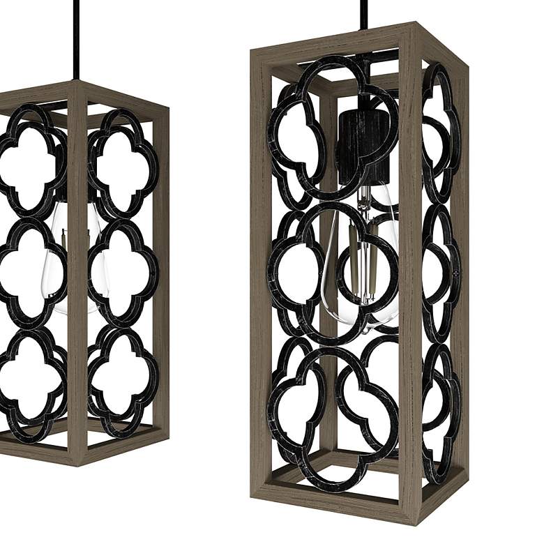 Image 6 Hunter Gablecrest French Oak and Rustic Iron 3 Light Cluster more views
