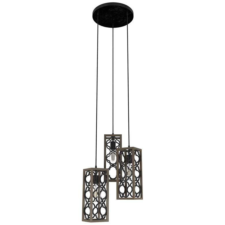 Image 1 Hunter Gablecrest French Oak and Rustic Iron 3 Light Cluster