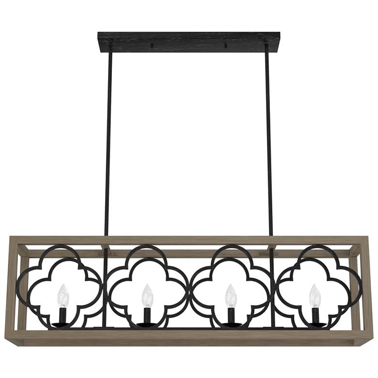 Image 1 Hunter Gablecrest French Oak and Rustic Iron 4 Light Chandelier