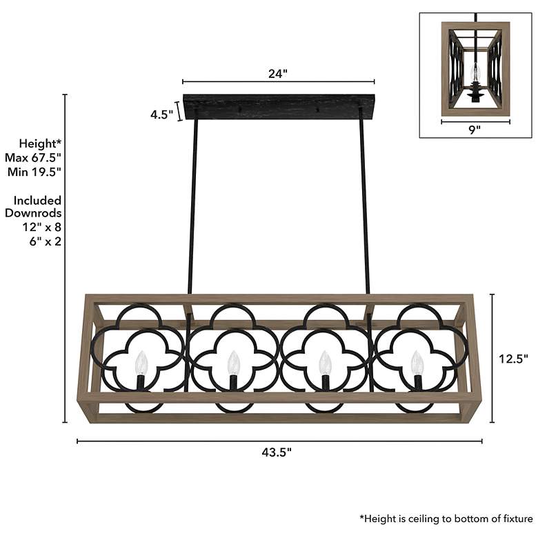 Image 5 Hunter Gablecrest French Oak and Rustic Iron 4 Light Chandelier more views