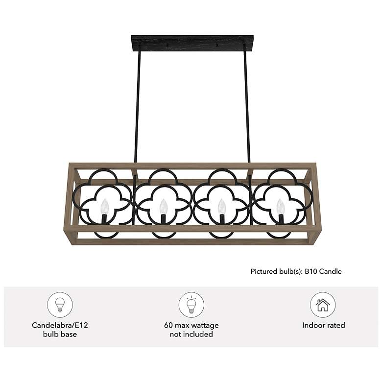 Image 6 Hunter Gablecrest French Oak and Rustic Iron 4 Light Chandelier more views