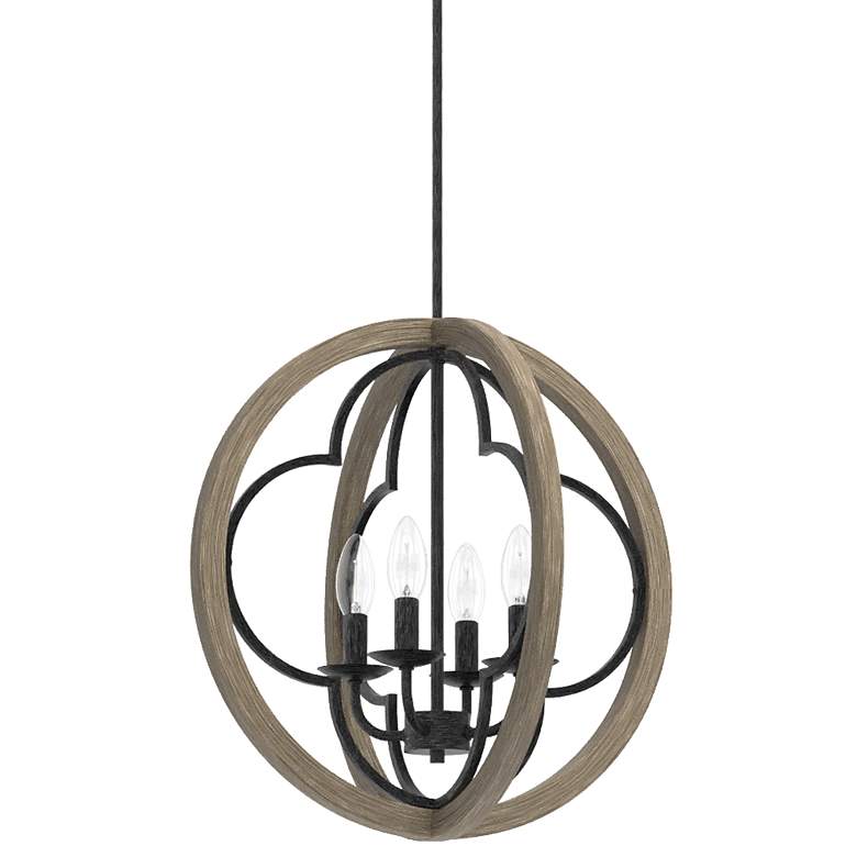 Image 1 Hunter Gablecrest French Oak and Rustic Iron 4 Light Pendant