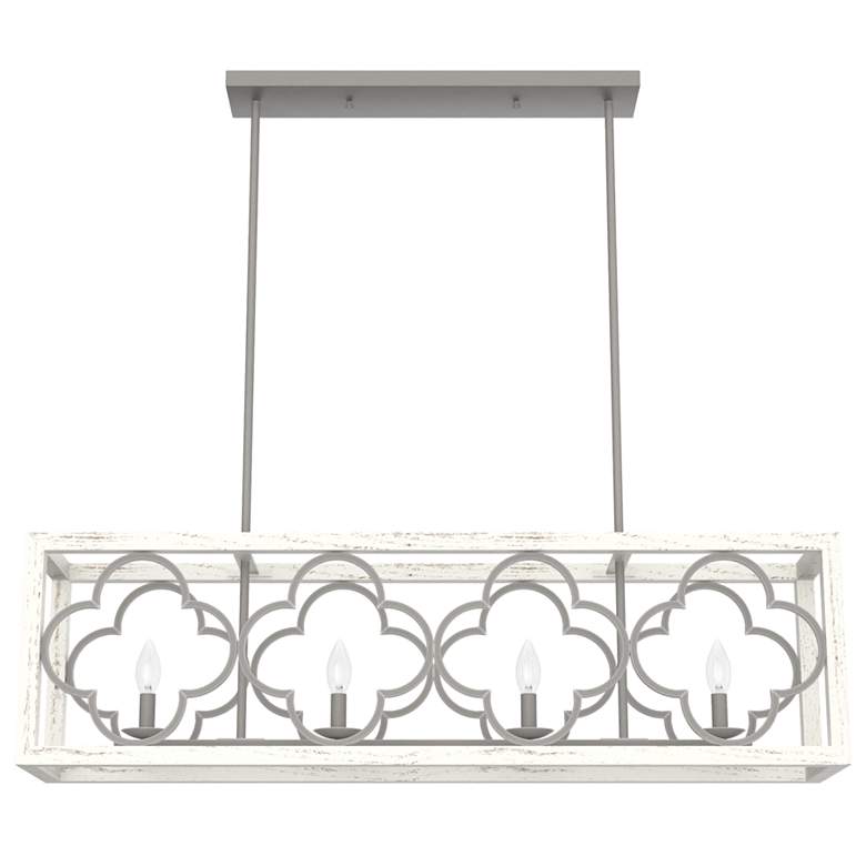 Image 1 Hunter Gablecrest Painted Concrete and Rustic White 4 Light Chandelier